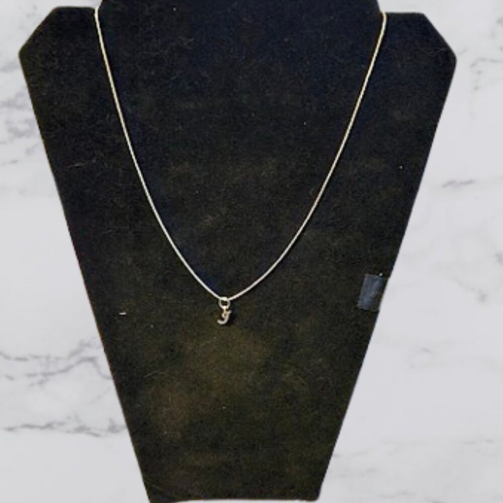 Necklace 'J' Silver Toned Necklace Hand Assembled